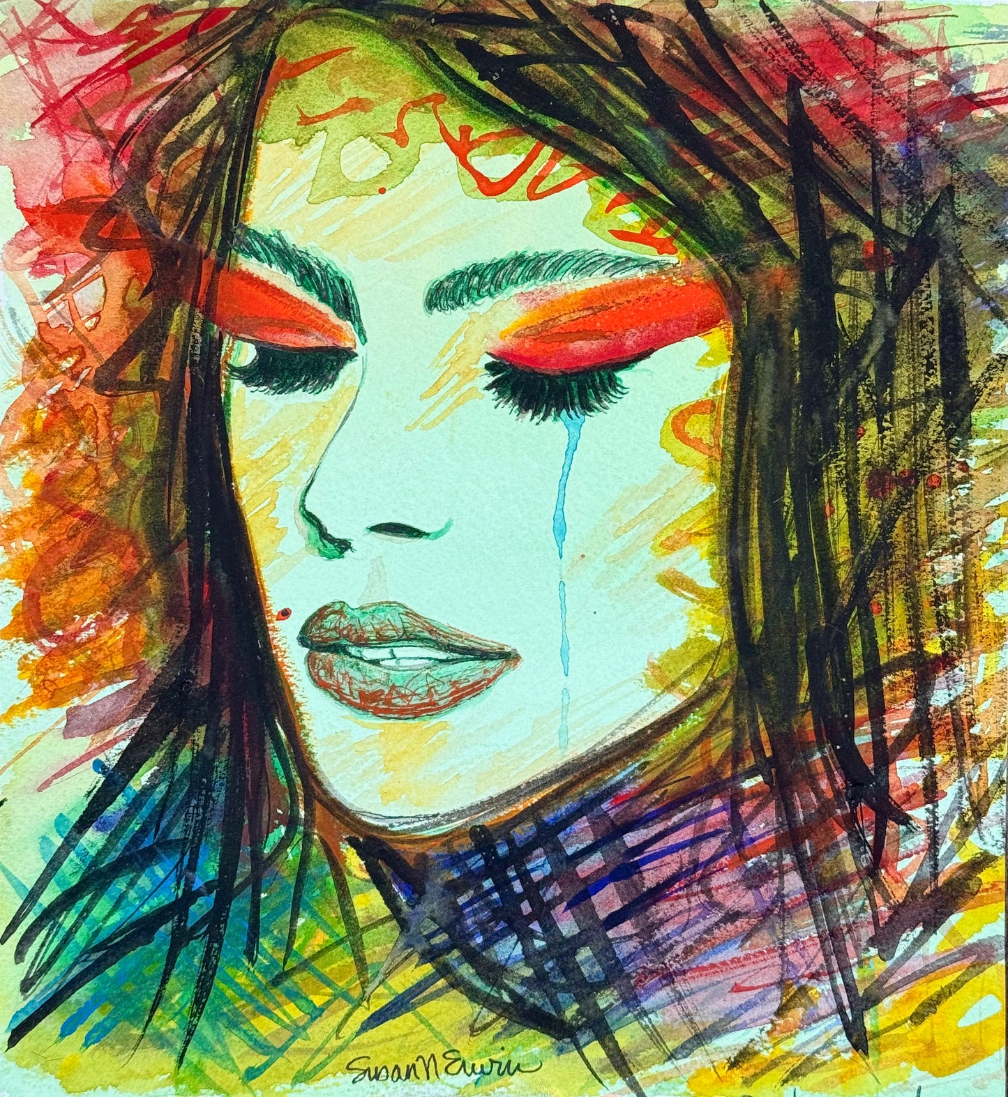"Pretty in Pain" Original Watercolor 8" x 9"