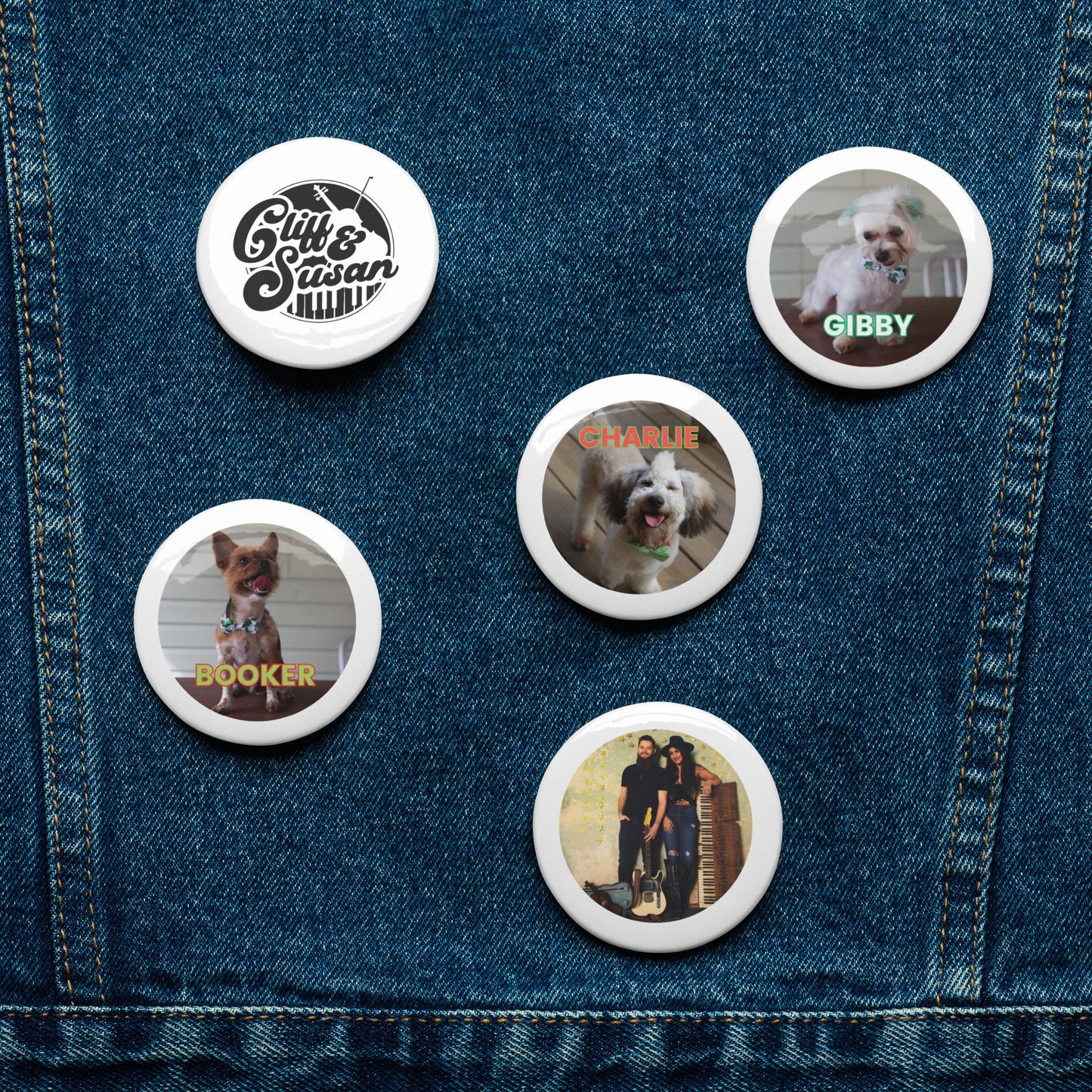 Set of Cliff & Susan pin buttons