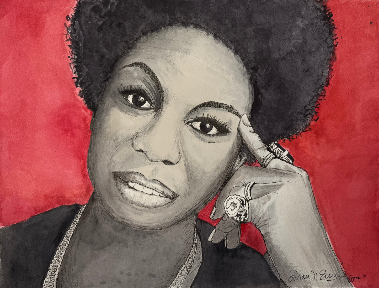“Nina Simone” Original Watercolor - 12"x15"