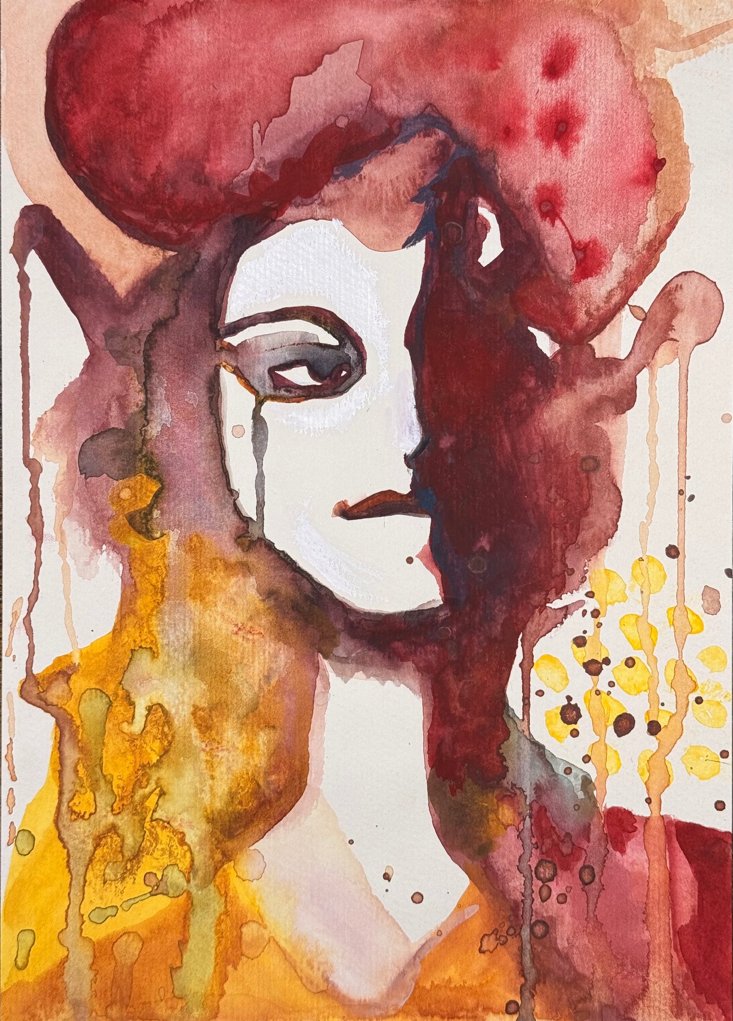 "Red Empress" Mixed Media - 8.25 " x 11.75"