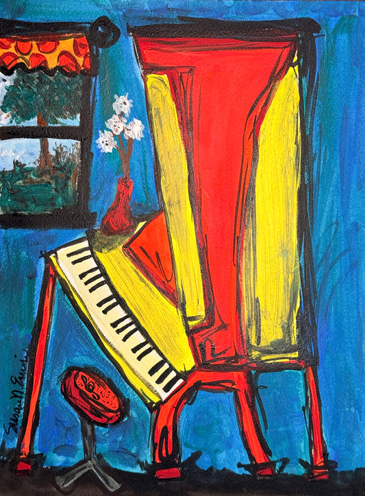 "Wild Piano #1" Original Watercolor  - 9"x12"