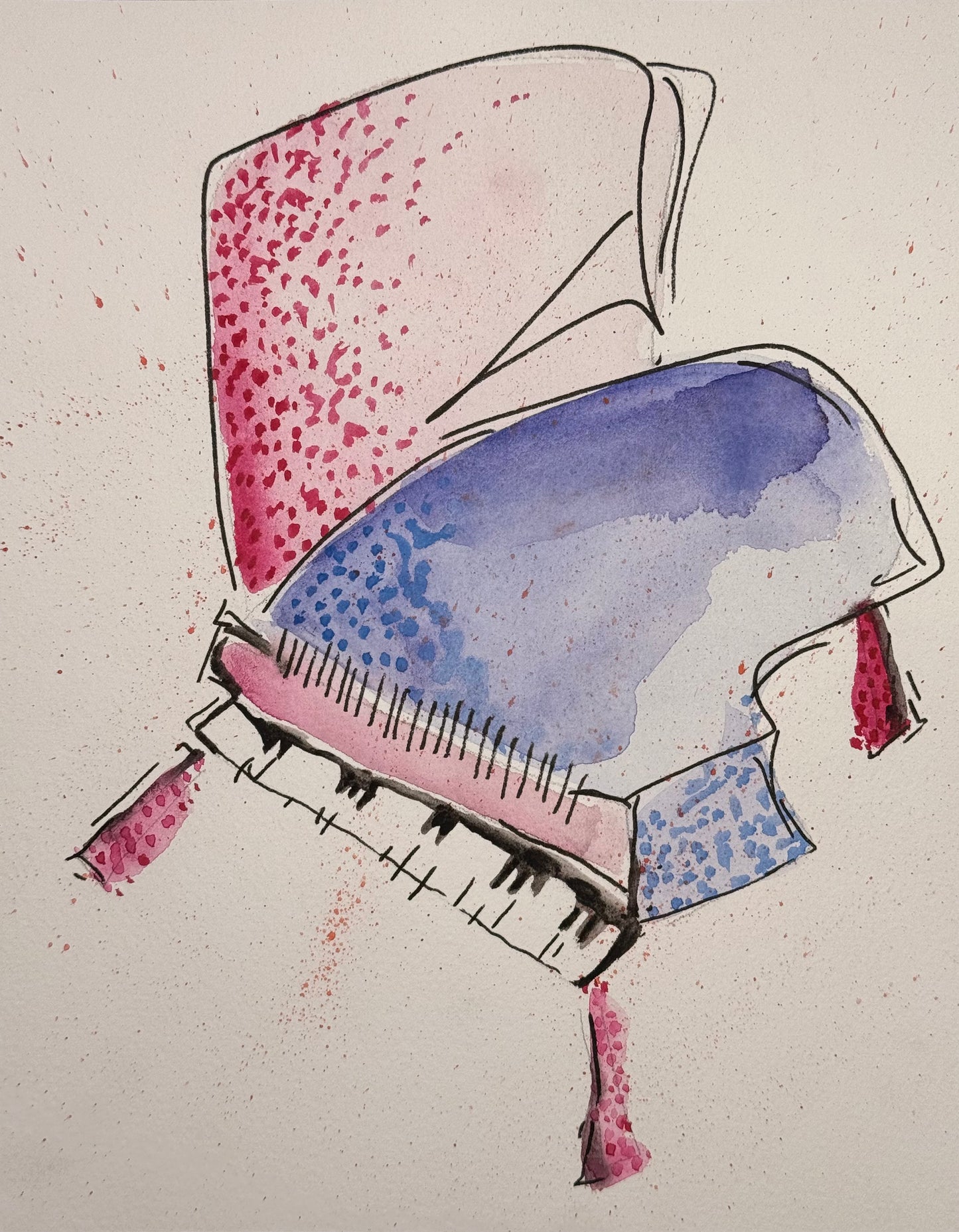 "Wild Piano #2" Original Watercolor 8" x 10"