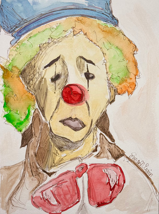 "Xanax the Clown" Original Watercolor  - 9"x12"