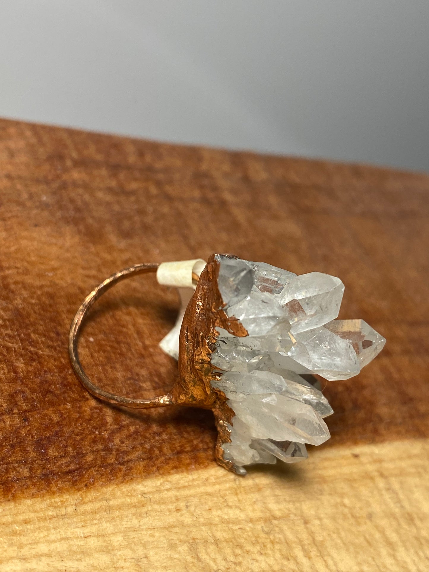 Stunning Crystal Cluster Copper Ring