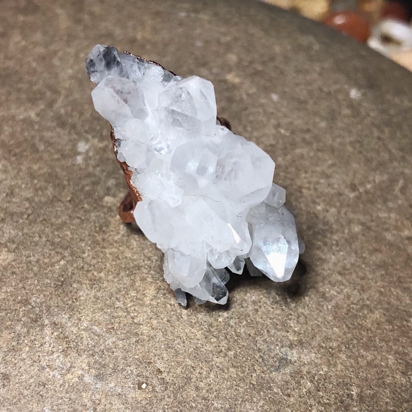 Stunning Crystal Cluster Copper Ring