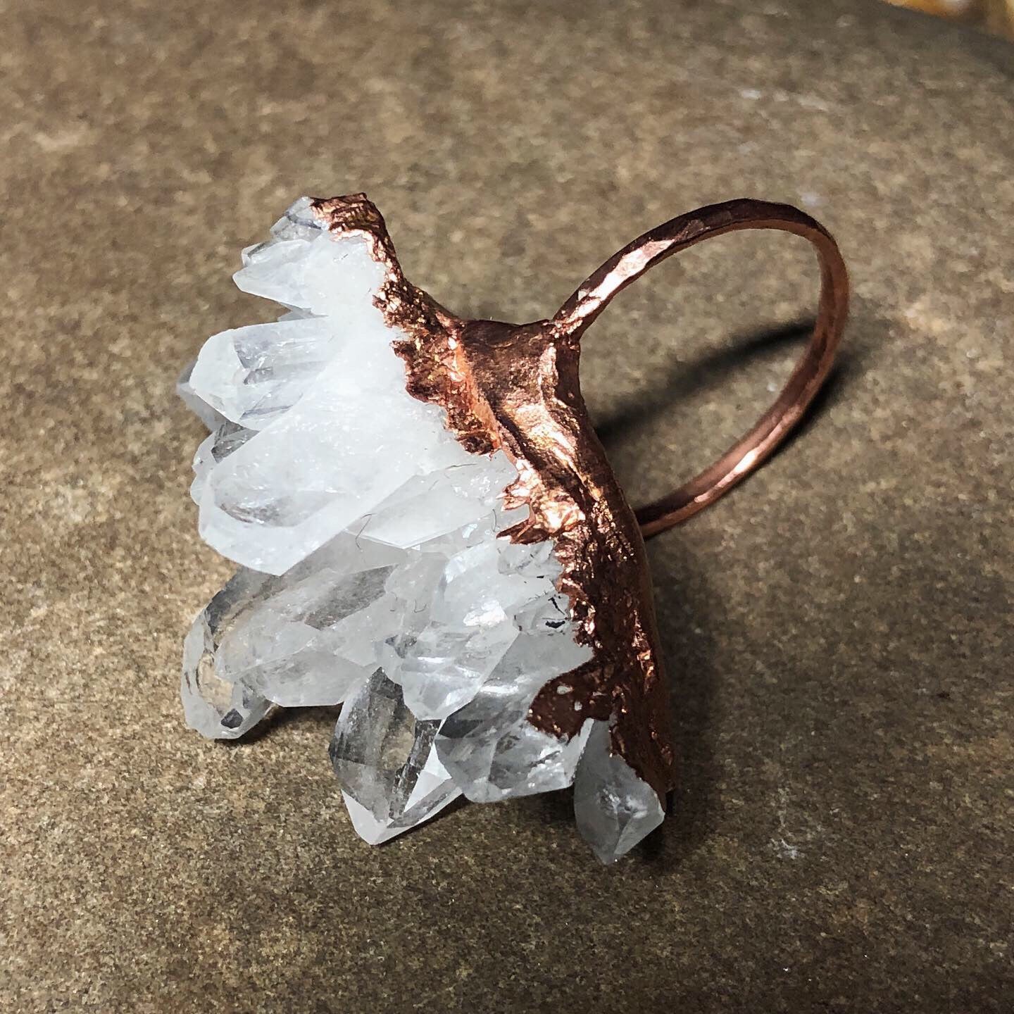 Stunning Crystal Cluster Copper Ring